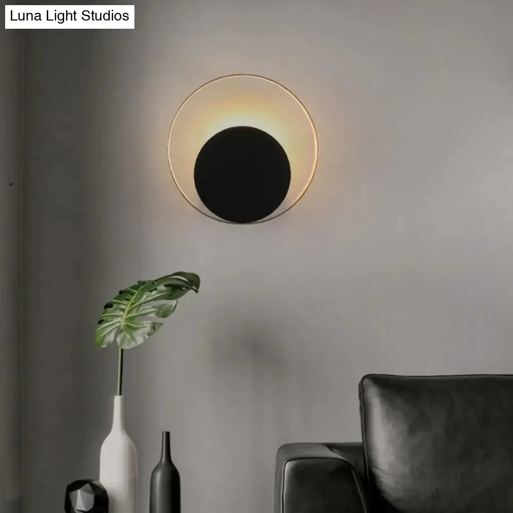 Black Ring Wall Mount LED Lamp for Modern Living Room Décor