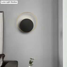 Black Ring Wall Mount LED Lamp for Modern Living Room Décor