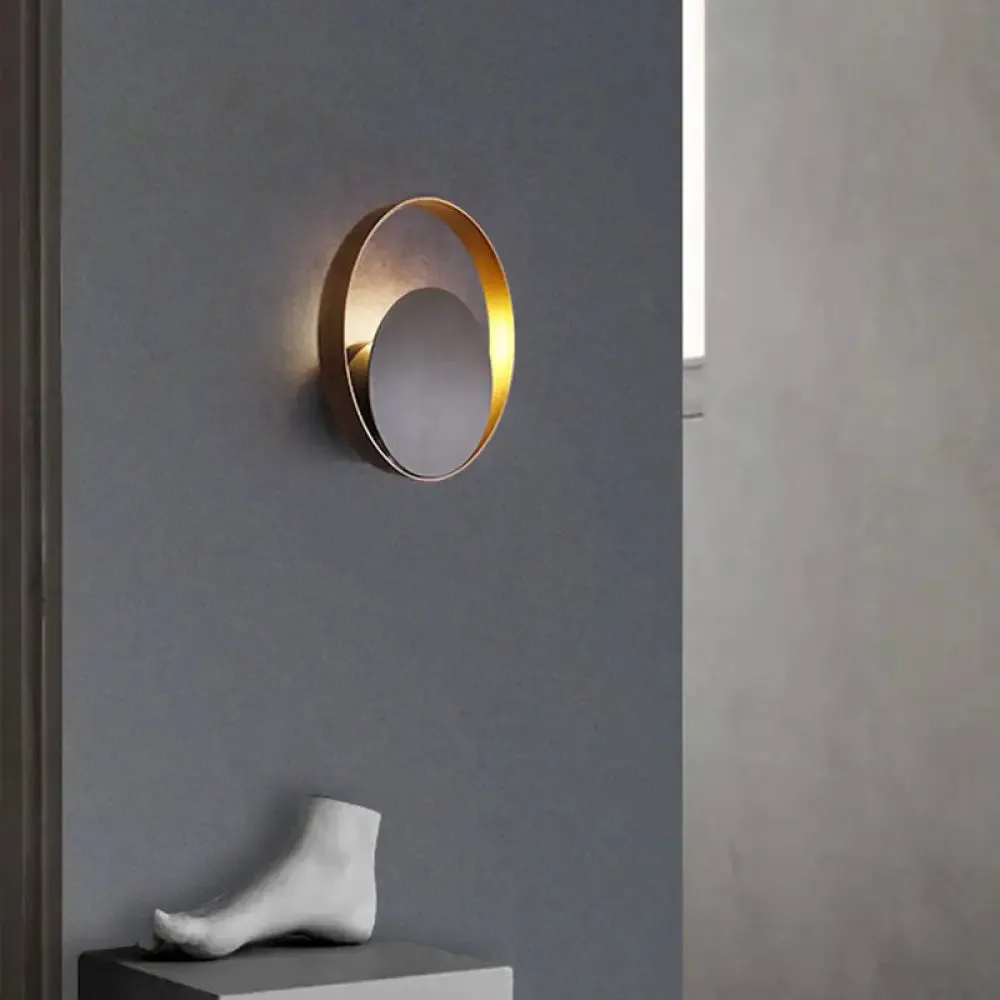 Black Ring Wall Mount LED Lamp for Modern Living Room Décor