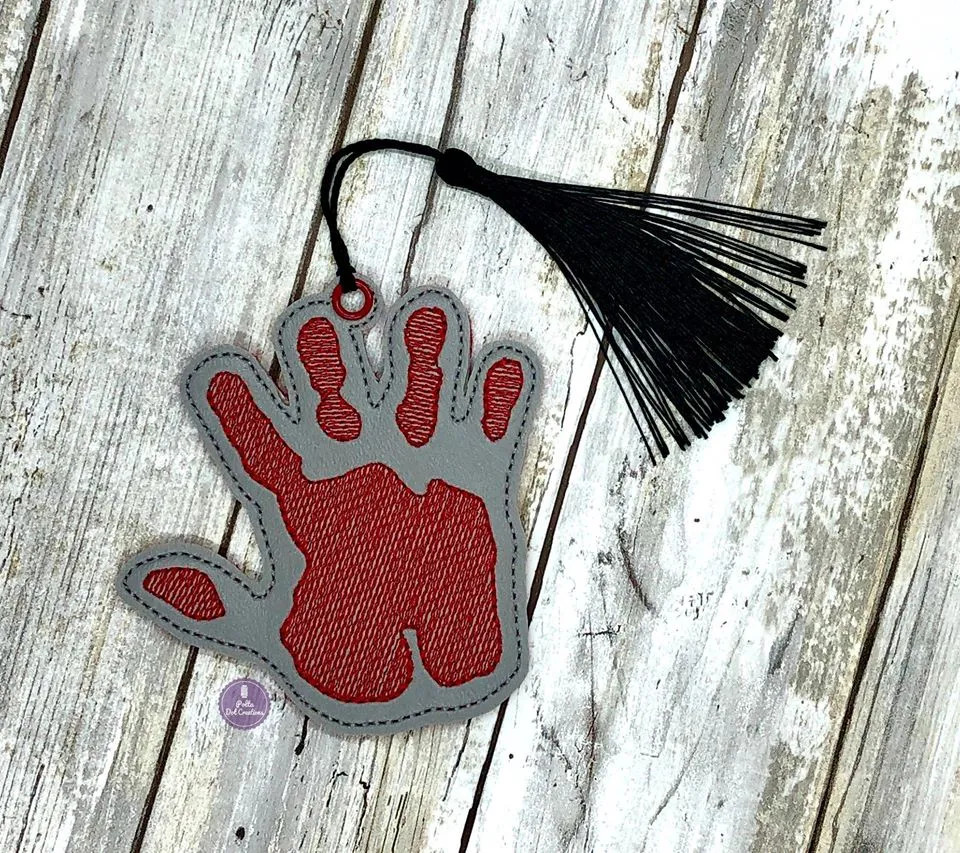 Bloody Hand sketchy Bookmark/bag tag/ornament 4x4 machine embroidery design DIGITAL DOWNLOAD