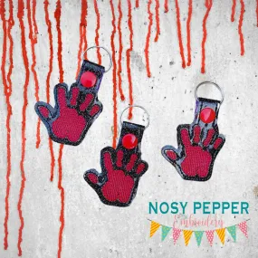 Bloody hand sketchy print snap tab (single and multi file included) machine embroidery design DIGITAL DOWNLOAD