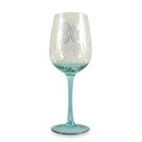 Blue 30th Glittering Vine Wine Glass