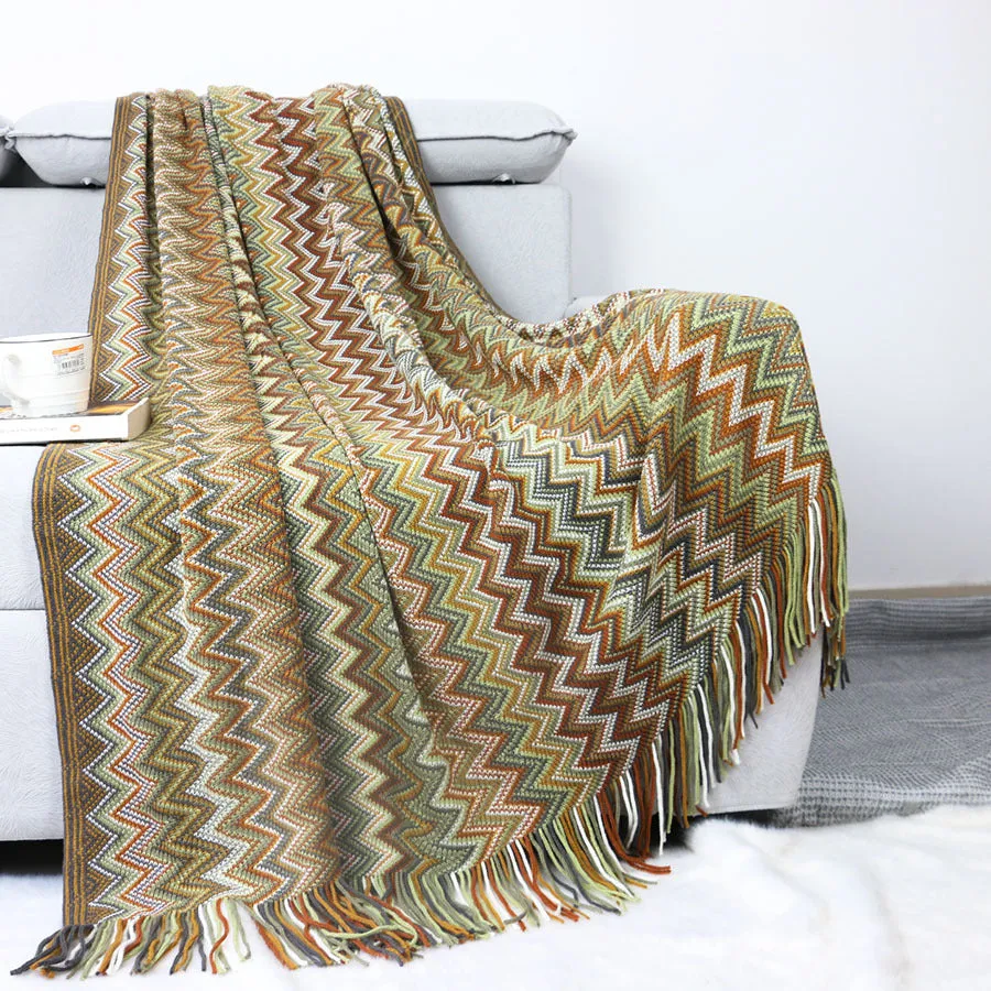 Bohemian velvet blanket knitted blanket