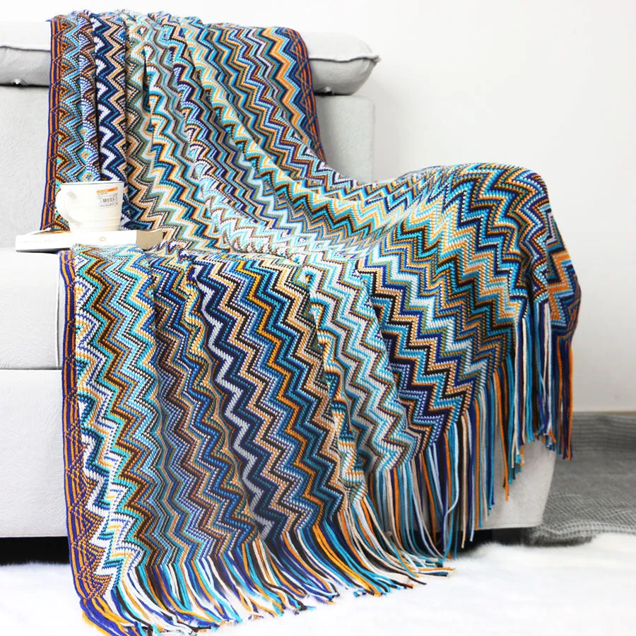 Bohemian velvet blanket knitted blanket