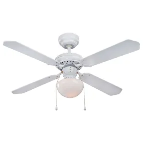 Boston Harbor CF-78133 Ceiling Fan, 4-Blade, White Housing, 42 in Sweep, MDF Blade, 3-Speed