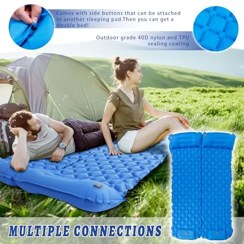 BoxedHome Camping Sleeping Pad, Ultralight Inflatable Camping Mat with Built-in Pillow Sleeping Pads for Camping Backpacking Hiking Traveling Tent, Compact & Lightweight Air Mattress