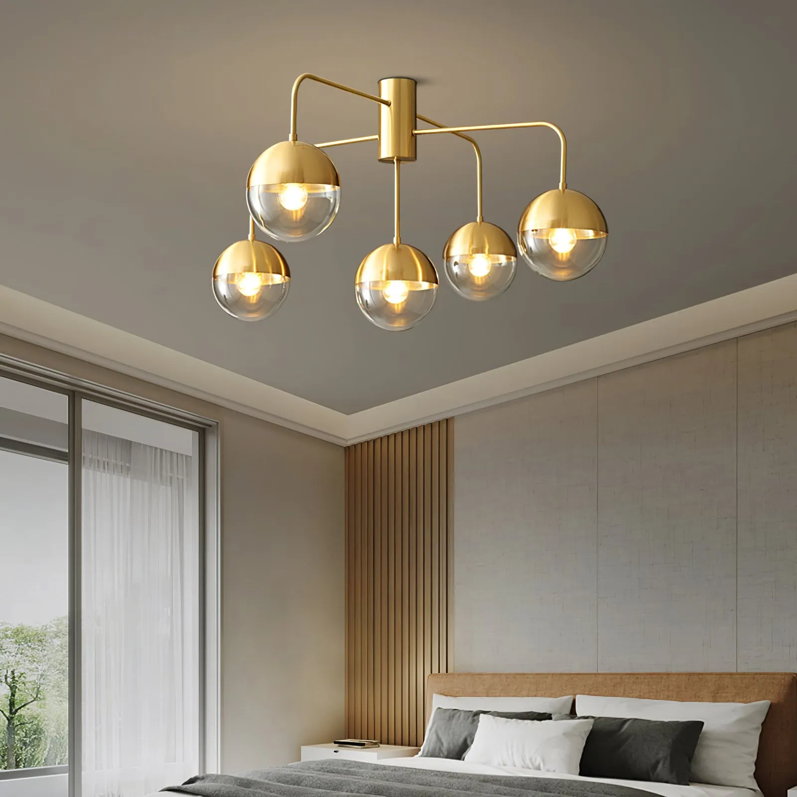 Brass Globulars Ceiling Lamp