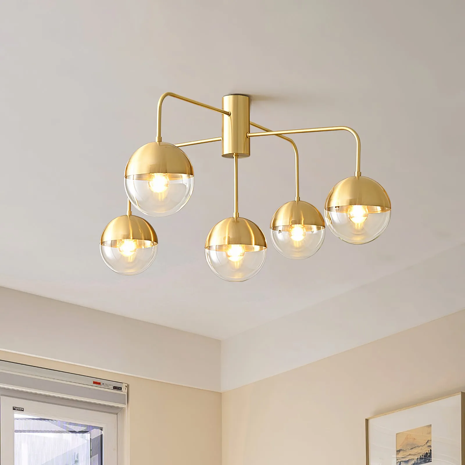 Brass Globulars Ceiling Lamp