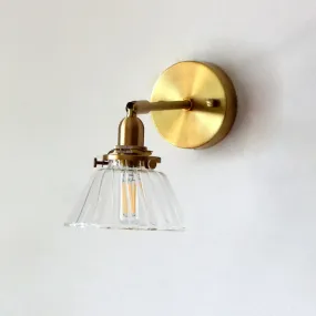 Brass Rotating Wall Sconce: Minimalist Tapered Glass Design for Living Room