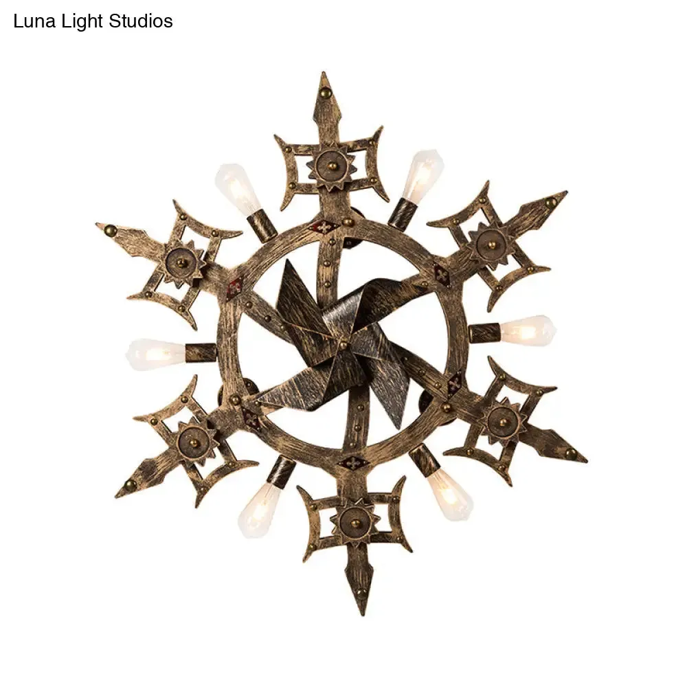 Brass Wall Mounted Windmill Lamp - 6 Heads Sconce for Dining Room