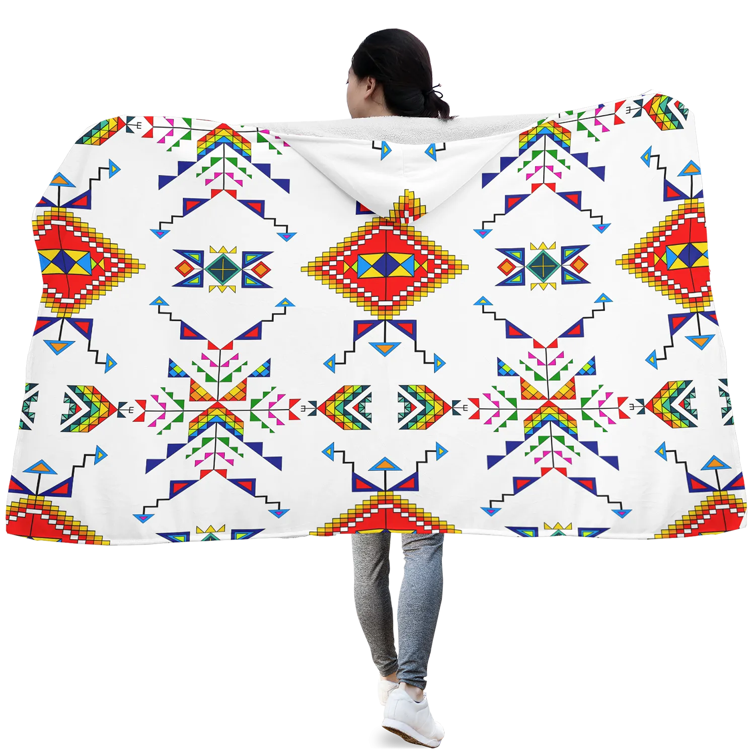 Buffalo Jump White Hooded Blanket