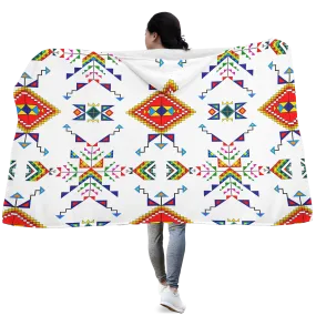 Buffalo Jump White Hooded Blanket