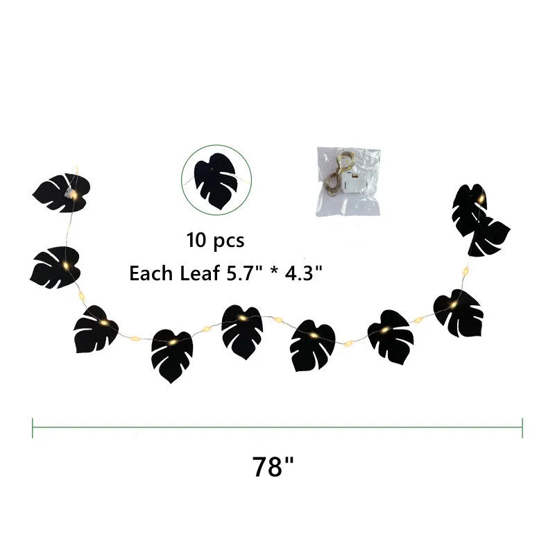 Bulk Black Halloween Tropical Palm Monstera Leaves Garland String Lights Wholesale