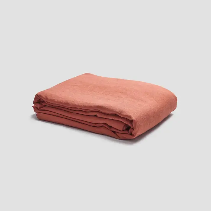 Burnt Orange Linen & Cotton Blend Duvet Cover