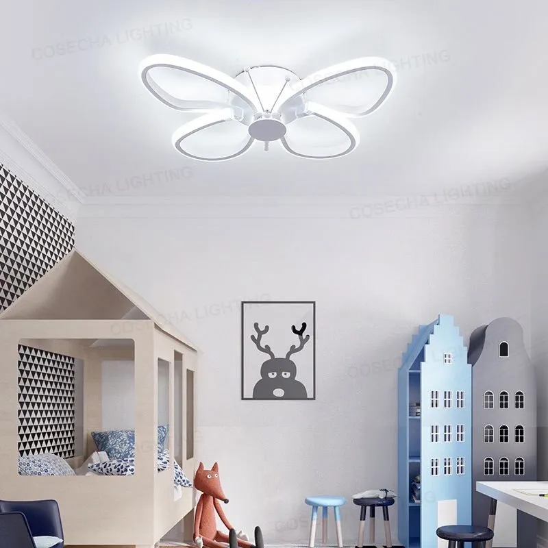 Butterfly Led Ceiling Light Modern White Color Ceiling Lamps In Kitchen Kids Bedroom Dining Room Dimmable Children Ceiling Lamp