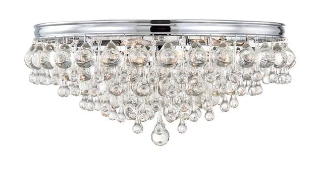 CALYPSO 6 LIGHT CRYSTAL TEARDROP CEILING MOUNT, POLISHED CHROME