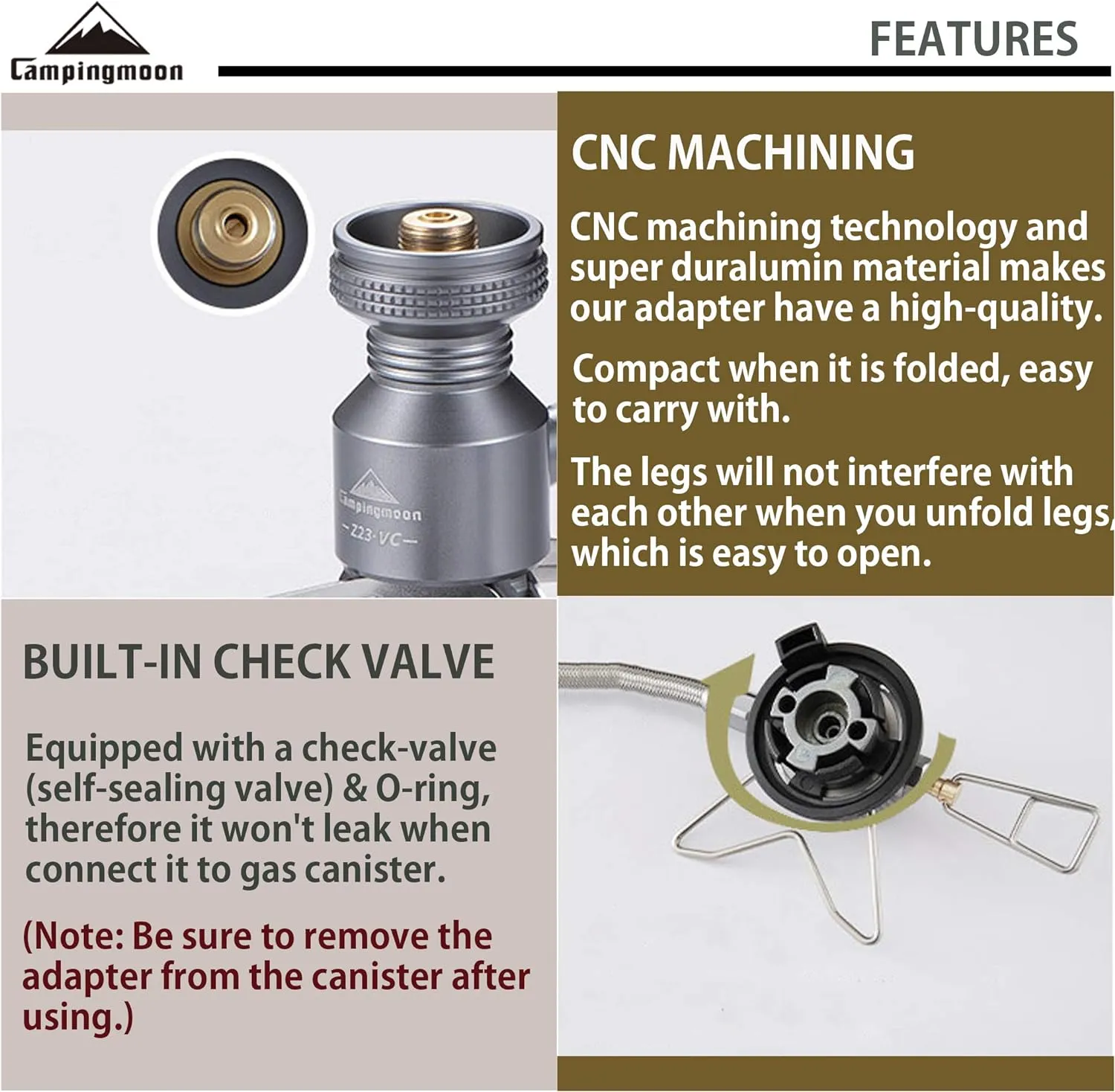 Campingmoon Gas Adapter with Tripod Z23-VC