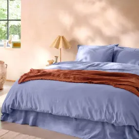 Celeste Blue Cotton Linen Blend Duvet Cover