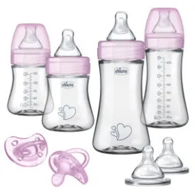 Chicco Duo Newborn Hybrid Baby Bottle Starter Gift Set with Invinci-Glass Inside/Plastic Outside