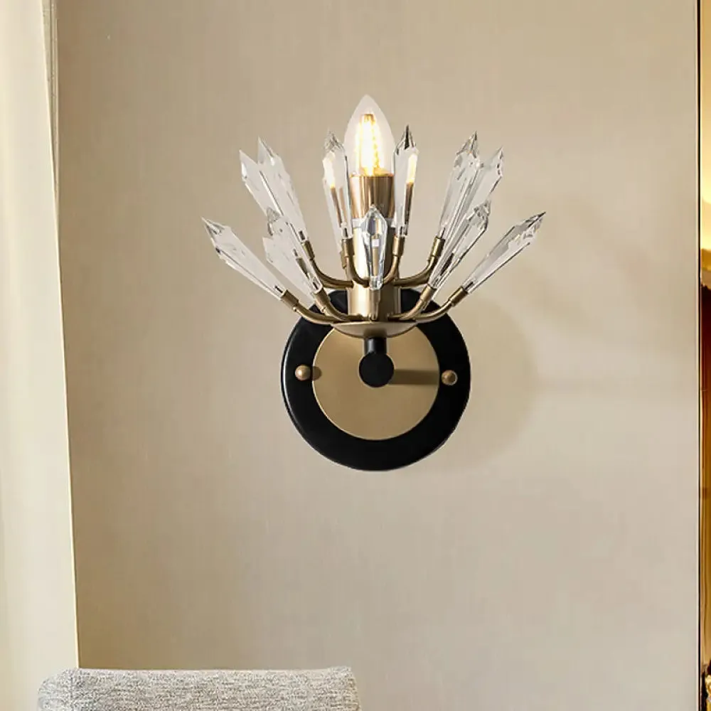 Contemporary Black and Gold Sputnik Crystal Sconce Light - Wall Mounted