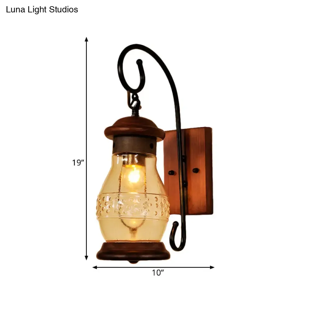 Copper Bottle Wall Sconce Light with Industrial Tan Glass - Bedroom Wall Lamp