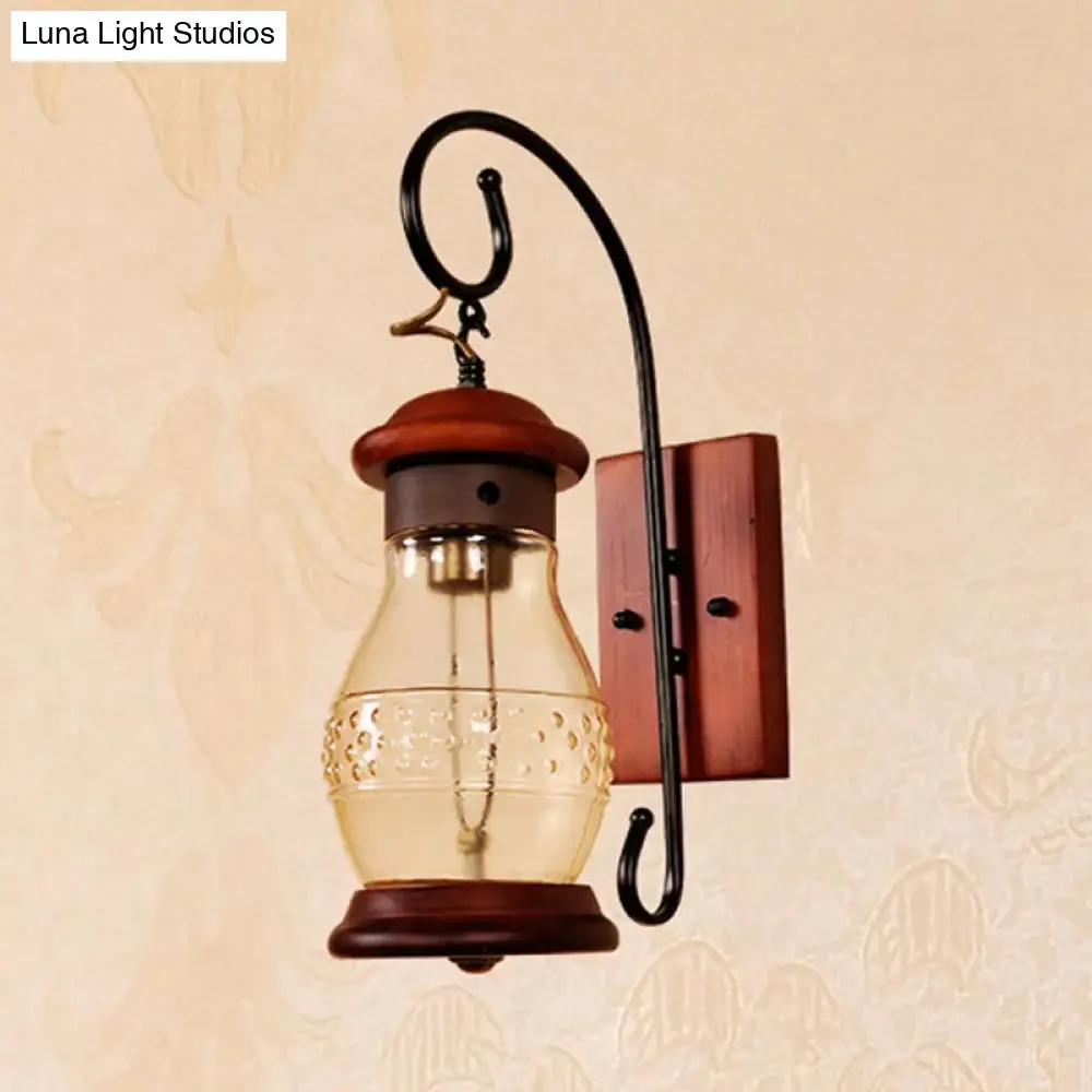 Copper Bottle Wall Sconce Light with Industrial Tan Glass - Bedroom Wall Lamp