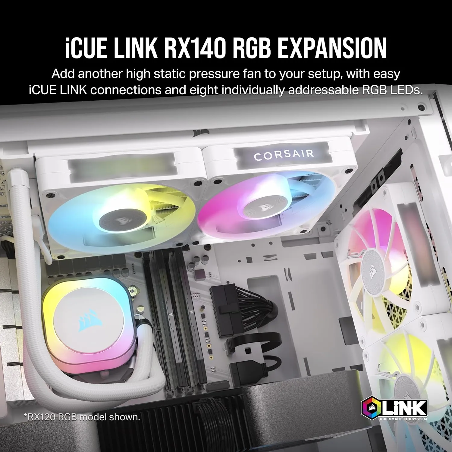 Corsair iCUE LINK RX140 RGB Starter Kit 140mm PWM 風扇 - White 白色 (2件裝) CO-9051024-WW