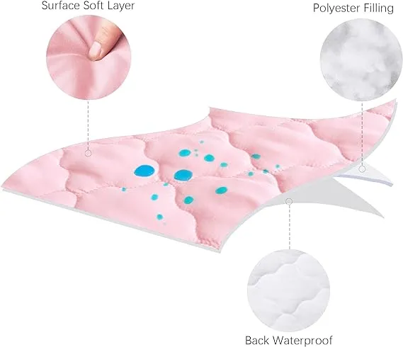 Crib Mattress Protector/ Pad Cover - Ultra Soft Microfiber, Waterproof, Pink (for Standard Crib/ Toddler Bed)