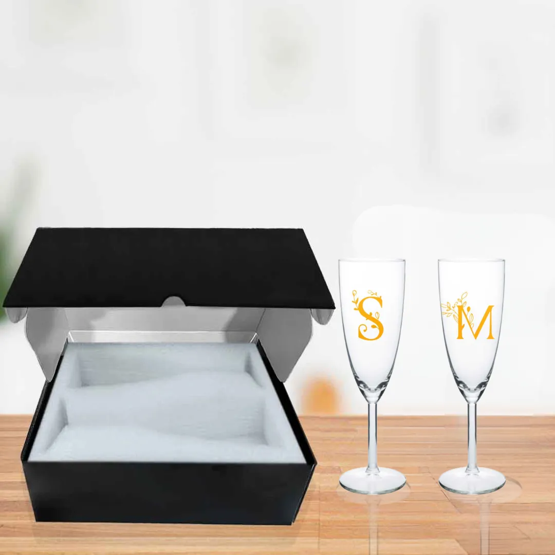 Custom Champagne Flute Glass Personalized Mimosa glasses - Monogram Initial