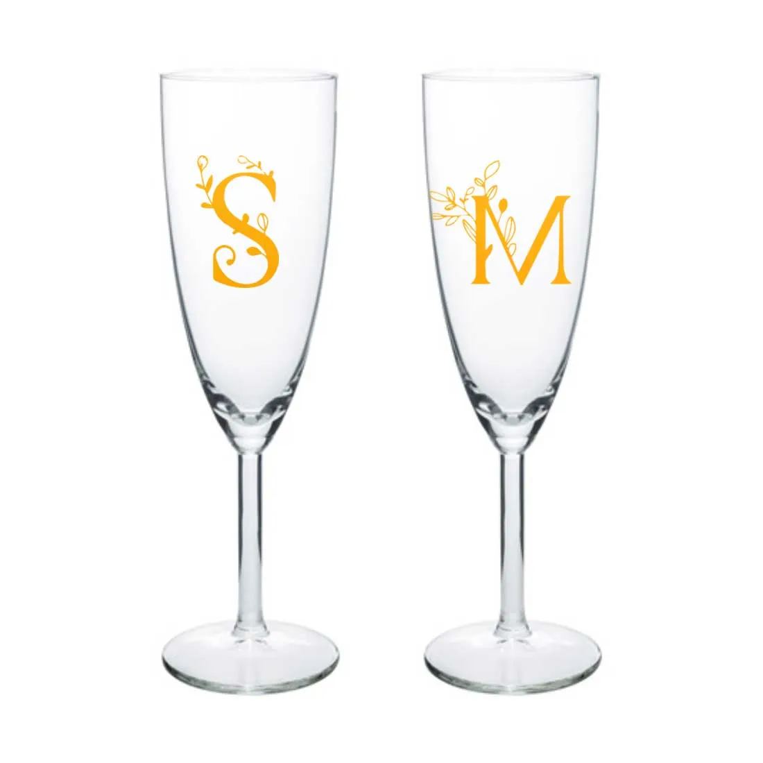 Custom Champagne Flute Glass Personalized Mimosa glasses - Monogram Initial