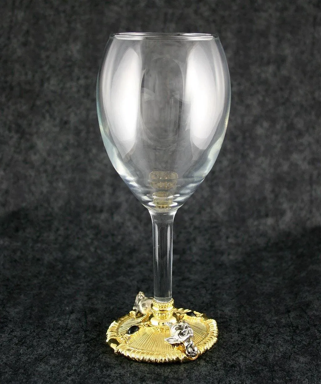 Devil Wine Glass - Gold-Plated with Black Stones