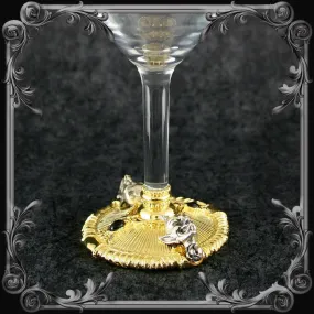 Devil Wine Glass - Gold-Plated with Black Stones