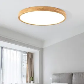 Divana Scandinavian Wooden Round and Slim Ceiling Lamp