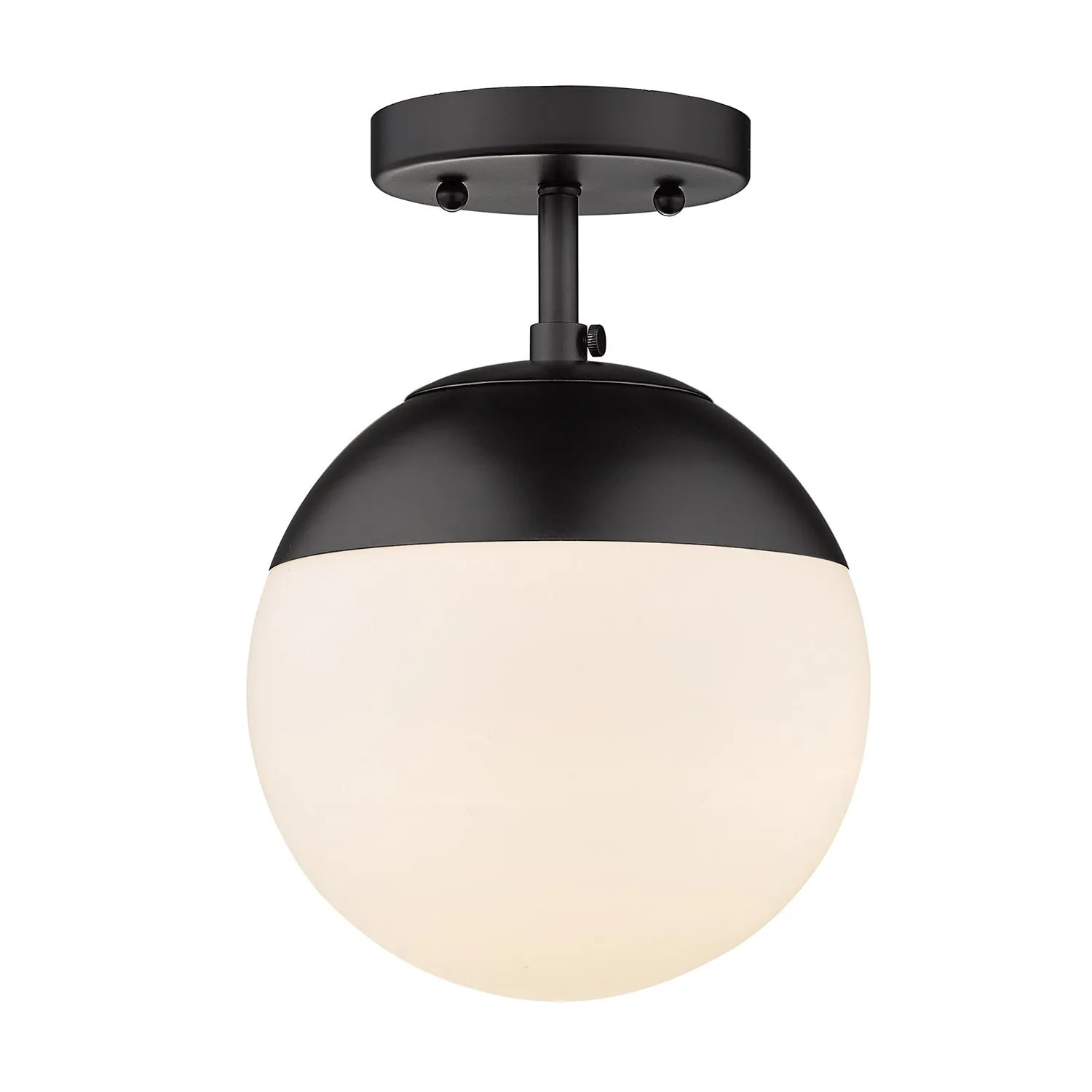 Dixon Semi-Flush in Matte Black with Opal Glass and Matte Black Cap