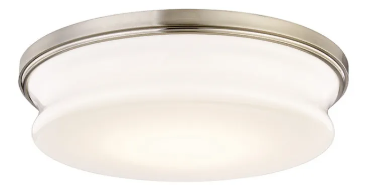 Drift 16" LED Flushmount, Satin Nickel with White Opal Glass