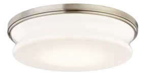 Drift 16" LED Flushmount, Satin Nickel with White Opal Glass