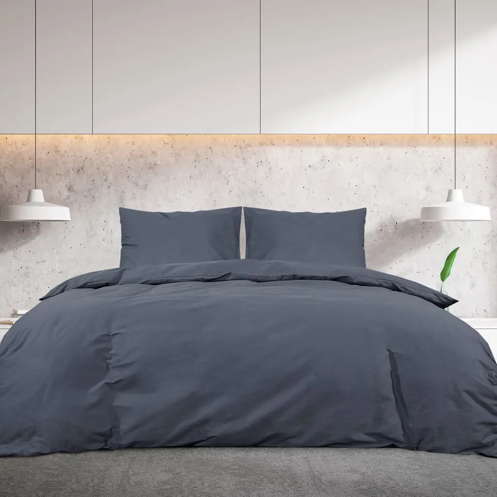 Duvet Cover Set Anthracite 260x240 cm Light-weight Microfiber