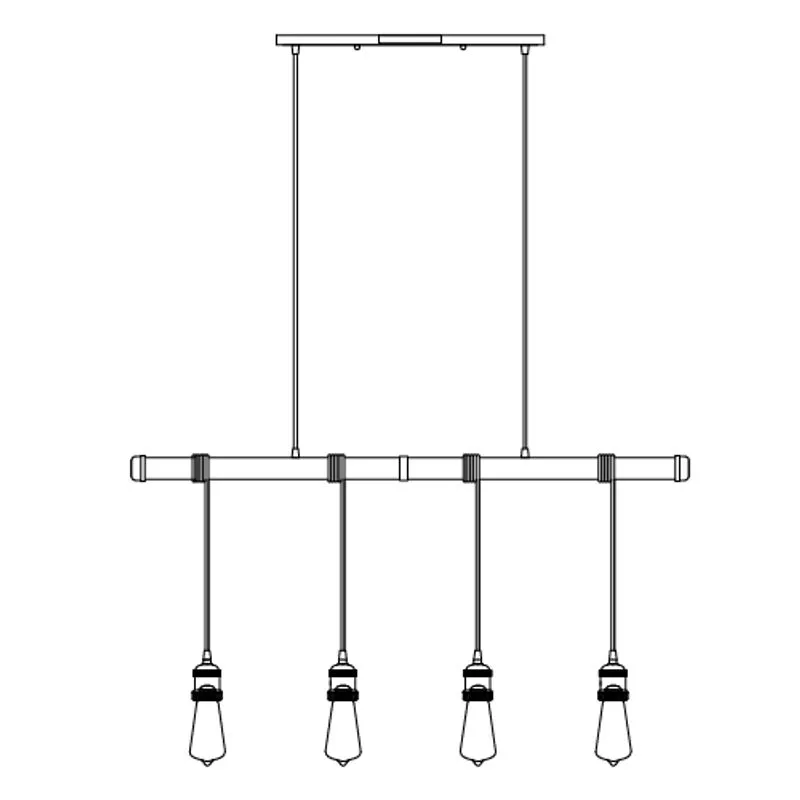 Early Electric 4.5" 4 Light Suspension Pendant in Weathered Zinc