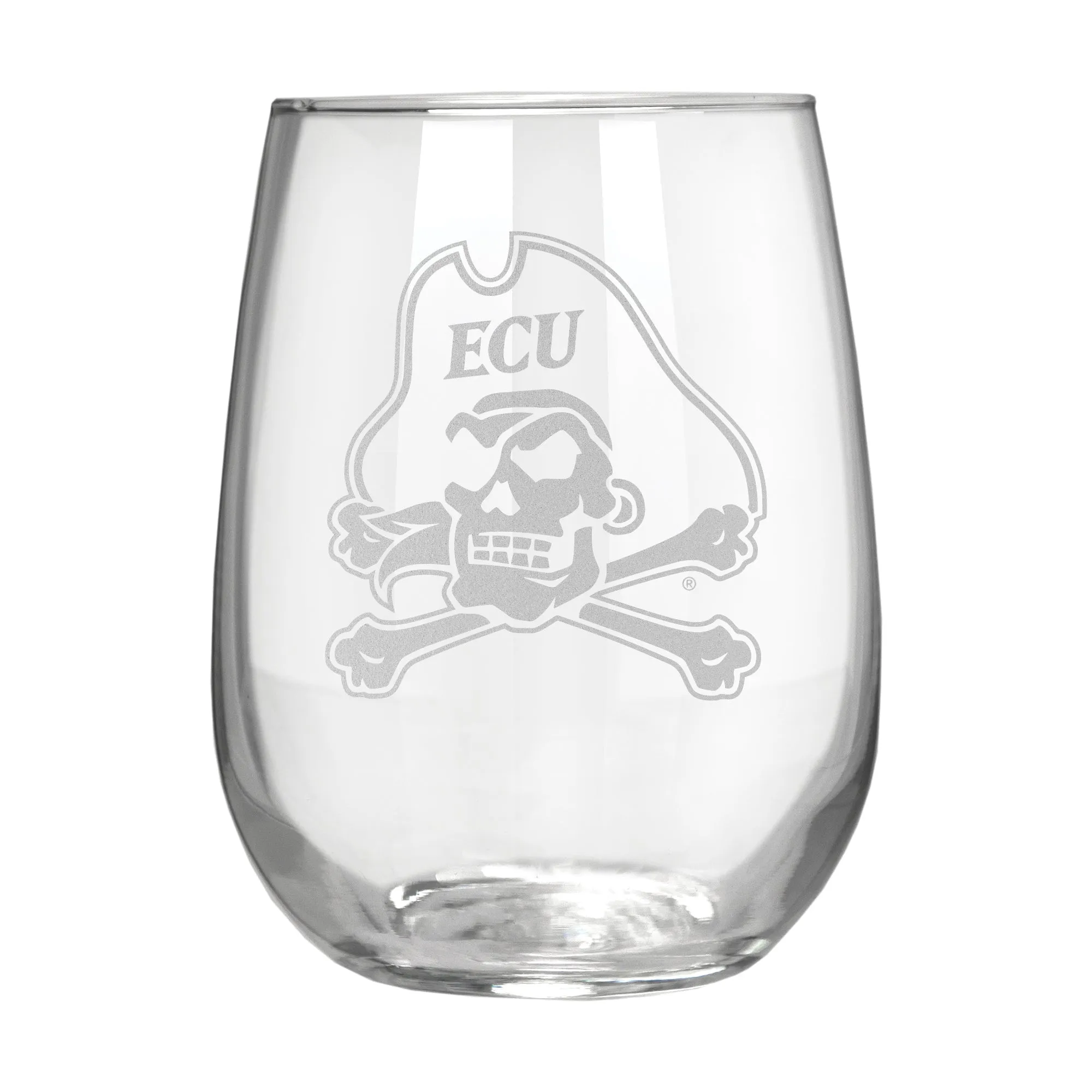 East Carolina Pirates 17 oz. Stemless Wine Glass