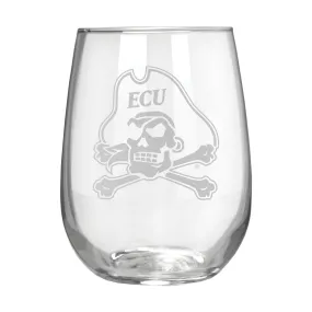 East Carolina Pirates 17 oz. Stemless Wine Glass