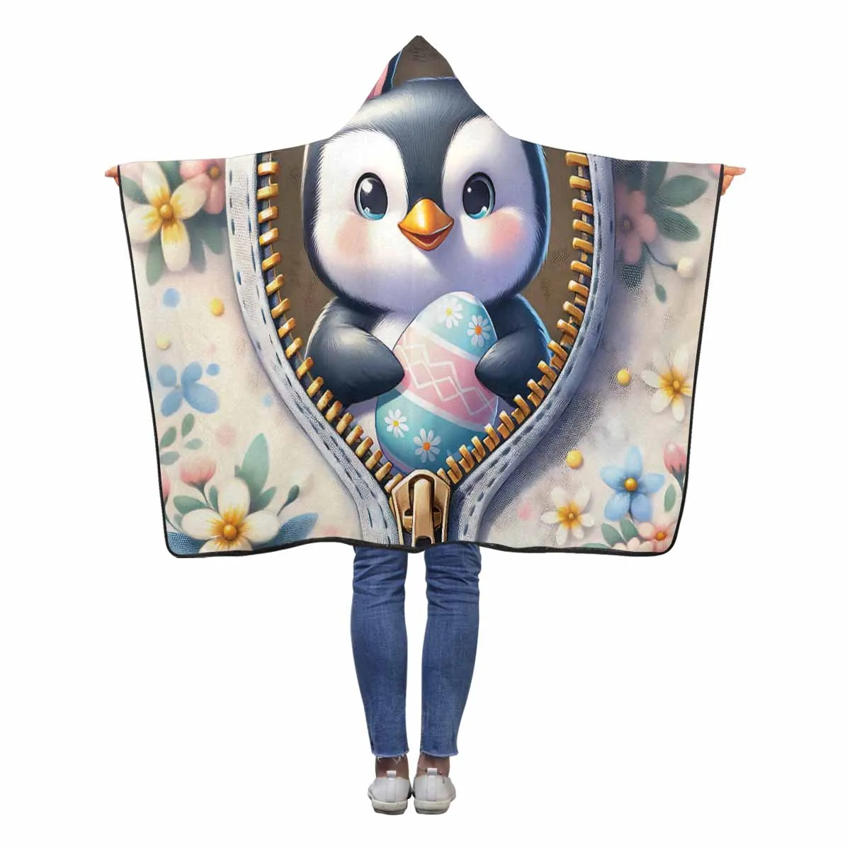 Easter Penguin Awd1307  Hooded Blanket 50"x40"