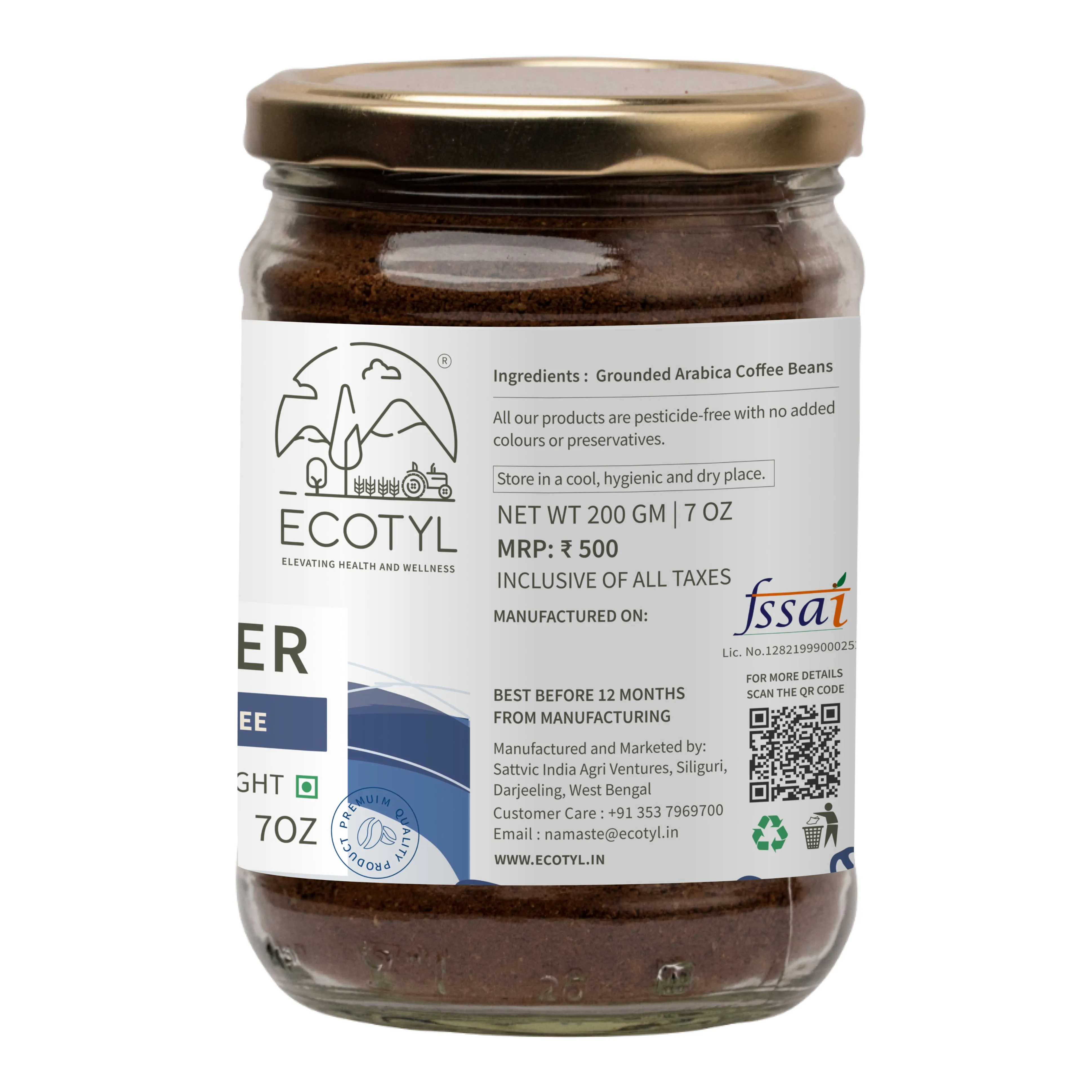 Ecotyl Coffee Powder | 100% Arabica | Strong Flavour & Rich Aroma | 200g