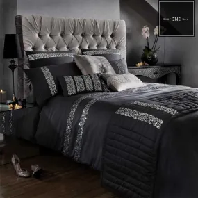 Elegant Look Black Bridal Quilt Set - 12 Pieces Set with Free Quilt Filling