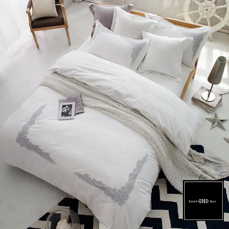 Embroidered Duvet 8 Pieces - Off-white