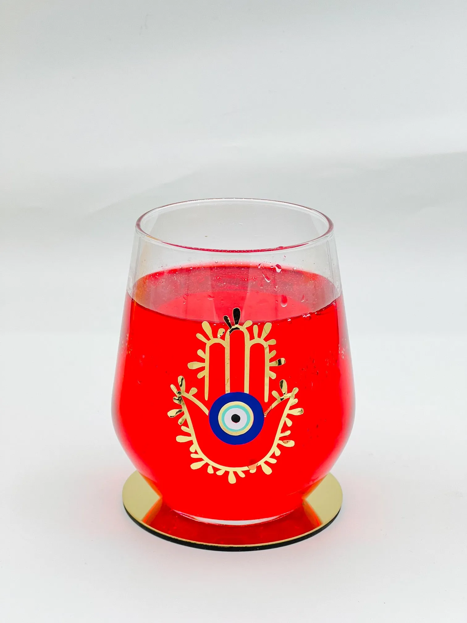 Evil Eye Hamsa Hand Wine Glass