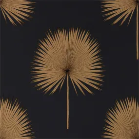 Fan Palm Charcoal/Gold Wallpaper