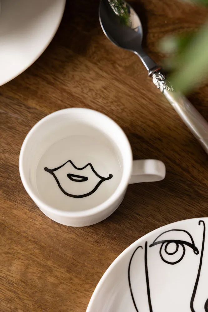 Female Face Coffee Cup & Saucer