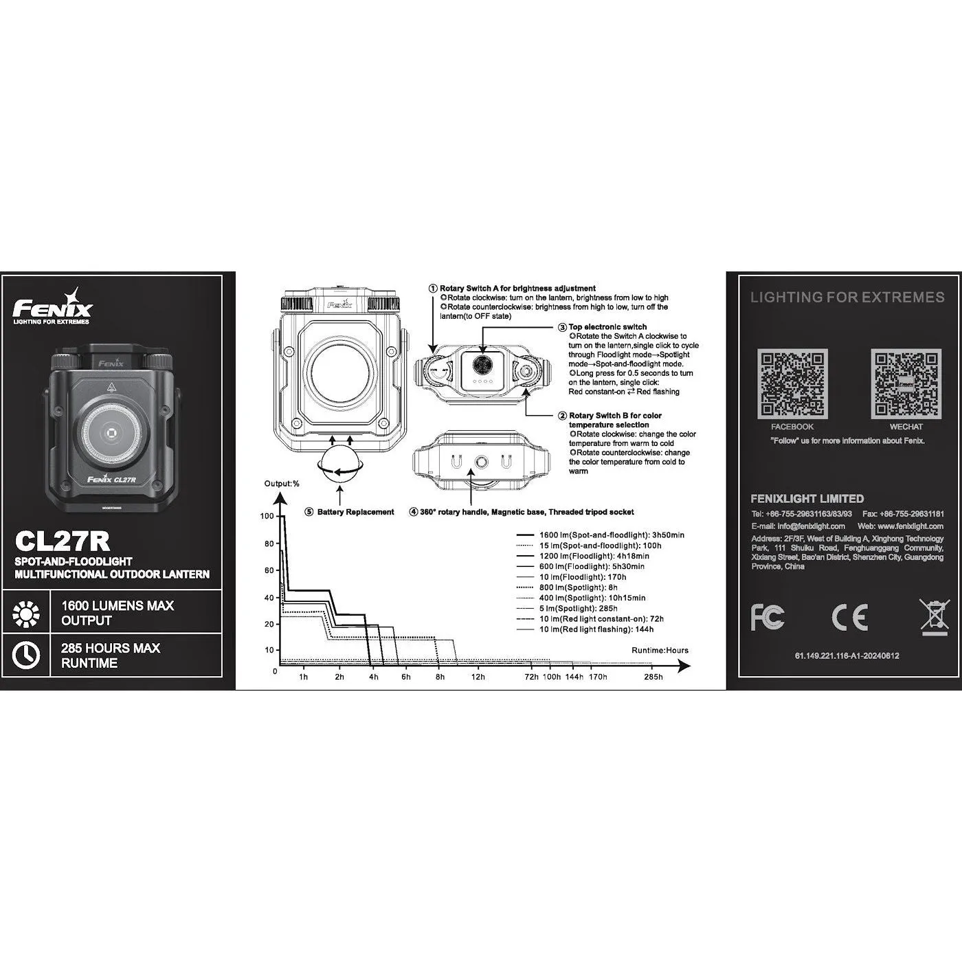 Fenix CL27R Multi-Beam Rechargeable Lantern 1600 Max Lumen