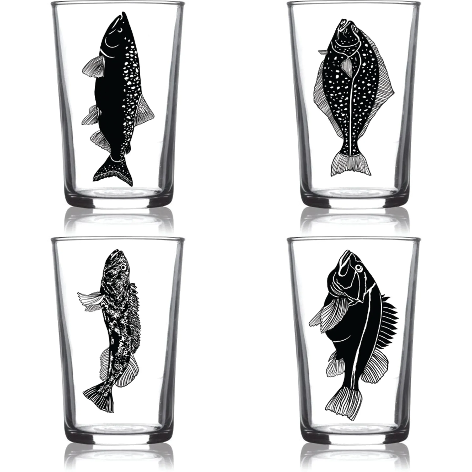 Fish Euro Wine 4 Pack Black Set