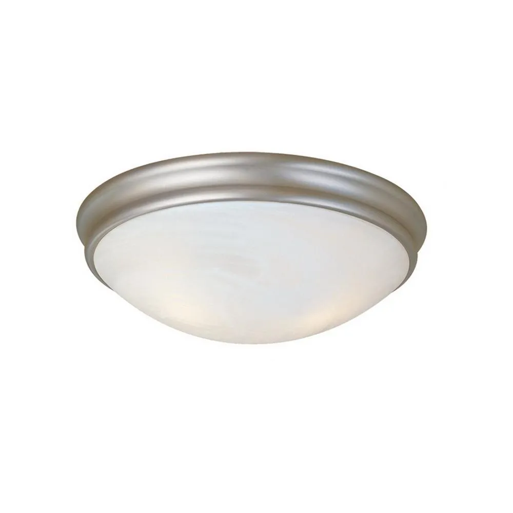 Flush Mount Fixture - Satin Nickel - Faux Alabaster Glass - 12in. Diameter - E26 Medium Base